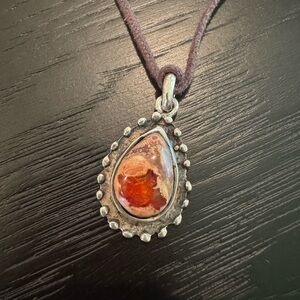 Sterling Silver Fire Opal Pendant